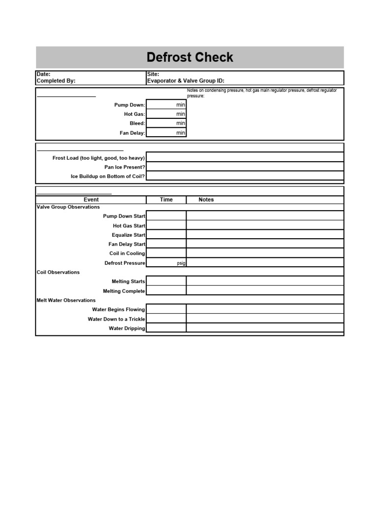 Handout Defrost Check | PDF