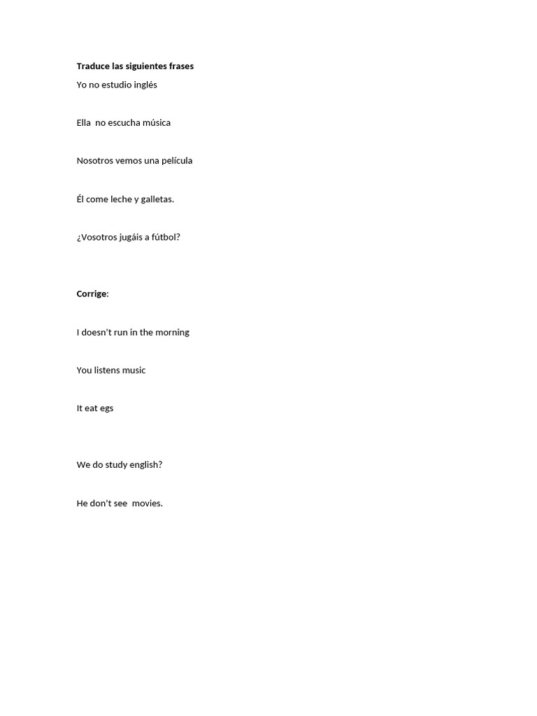 Traduce Las Siguientes Frases | PDF