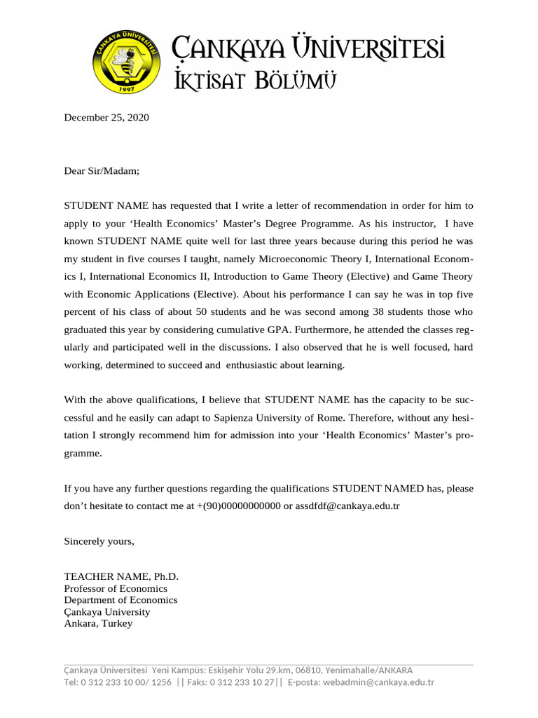 Ref Letter Example 2 | PDF