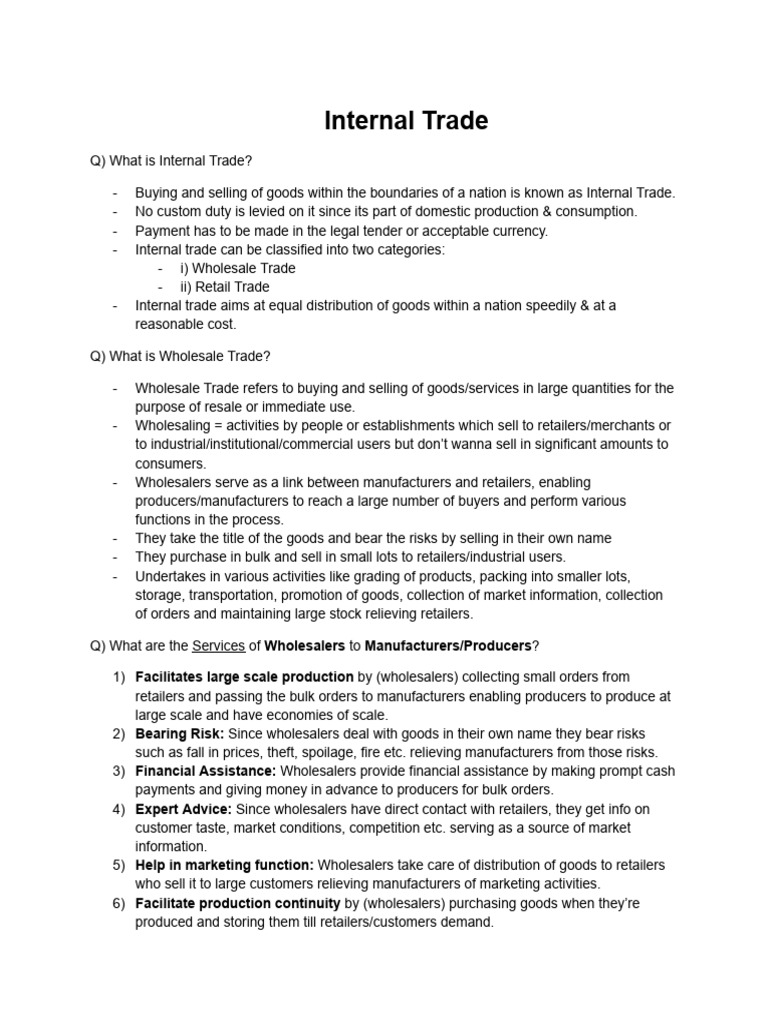 (BST) Internal Trade | PDF | Retail | Warehouse
