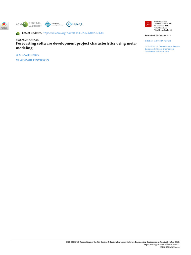 Forecasting So Ware Development Project Characteristics Using Meta ...