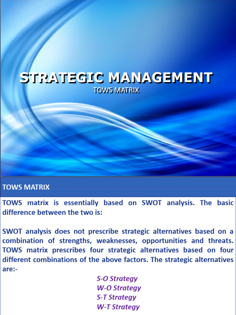 Tows Matrix | PDF