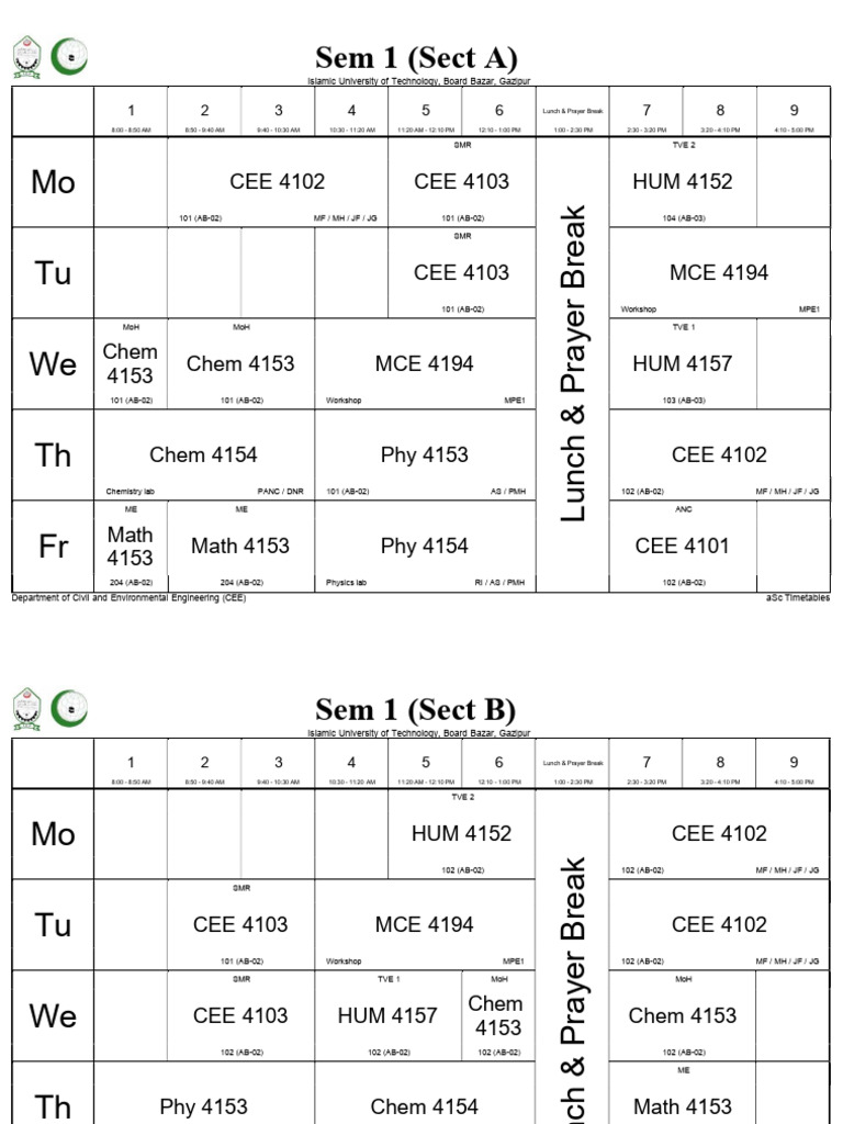 Semesterwise Routine Winter24 25 Updated 1 | PDF