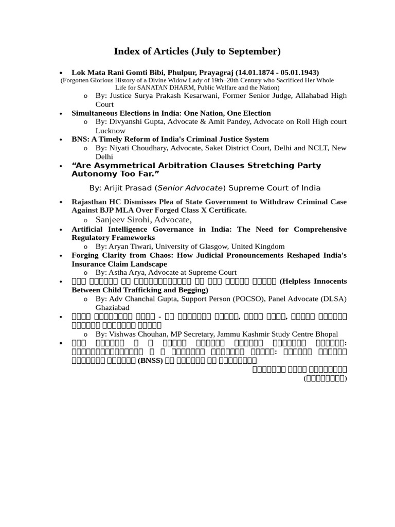 Nyaayaahparvh Index for July to September Copy | PDF