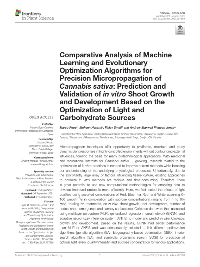 Comparative Analysis of Machine Learning in Role of Micropropagation ...