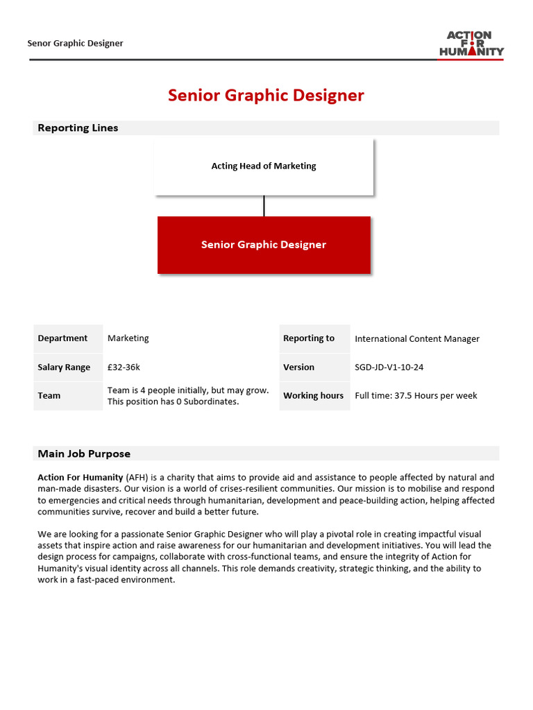 Senior Graphic Designer - Role Profile | PDF | Graphic Design | Brand