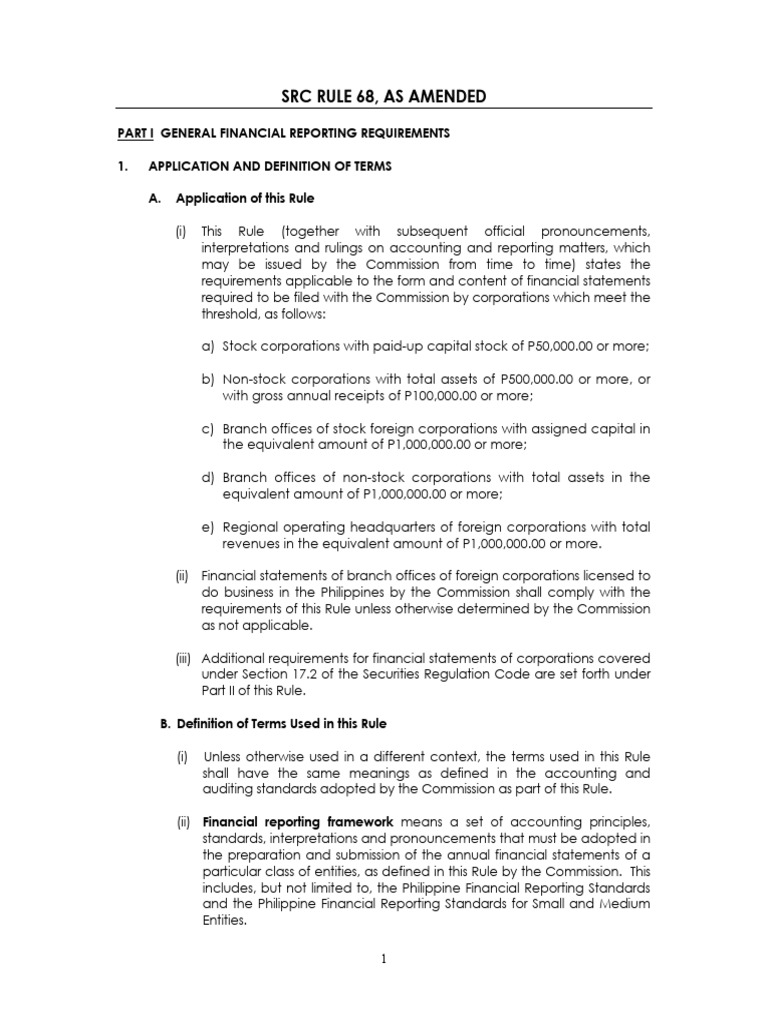 Sec General Financial Reporting Requirements | PDF