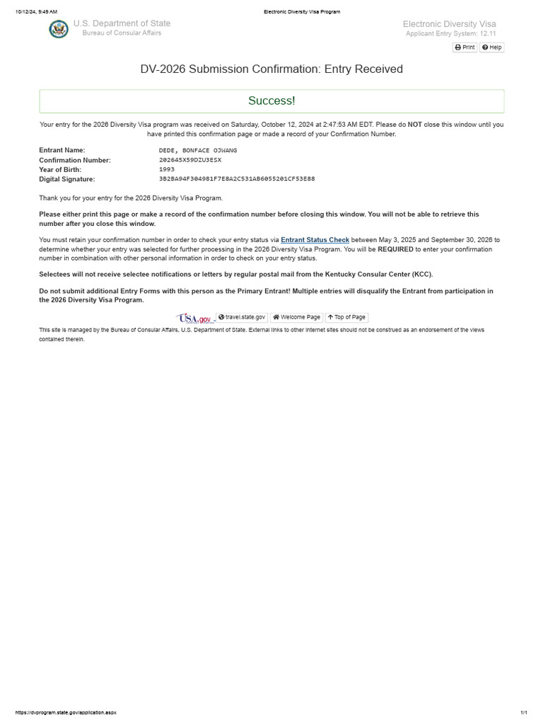 Electronic Diversity Visa Program Bon | PDF | Immigration | Human Migration