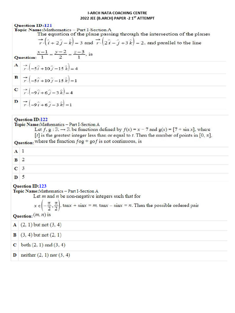 2022 JEE 1st Attempt Question Paper | PDF