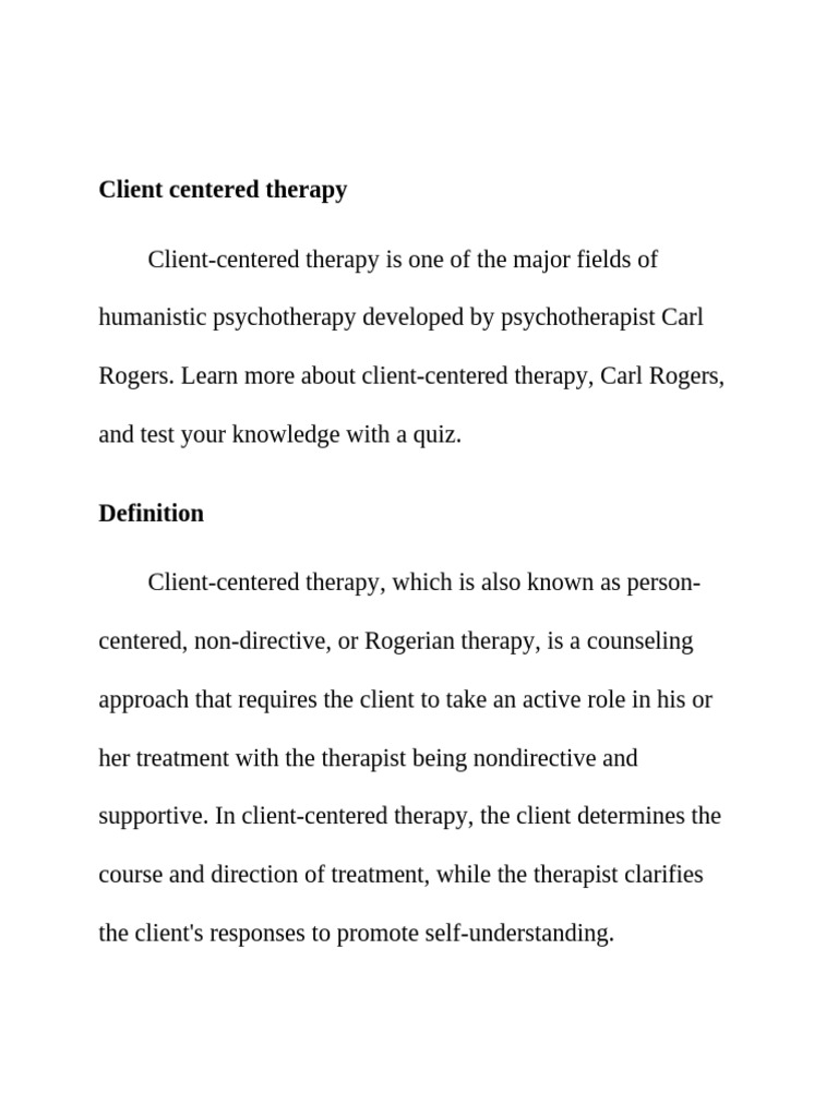 Client Centered Therapy | PDF | Psychotherapy | Behavioural Sciences