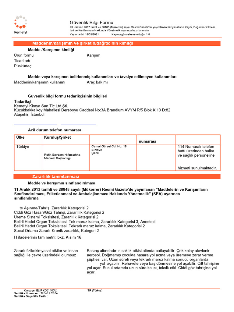 Shell Brake Clutch Cleaner Spray Sds TR | PDF