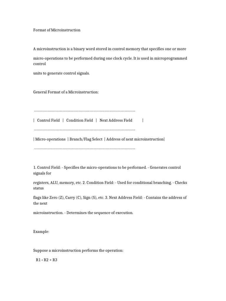 Format of Microinstruction 8 Marks | PDF