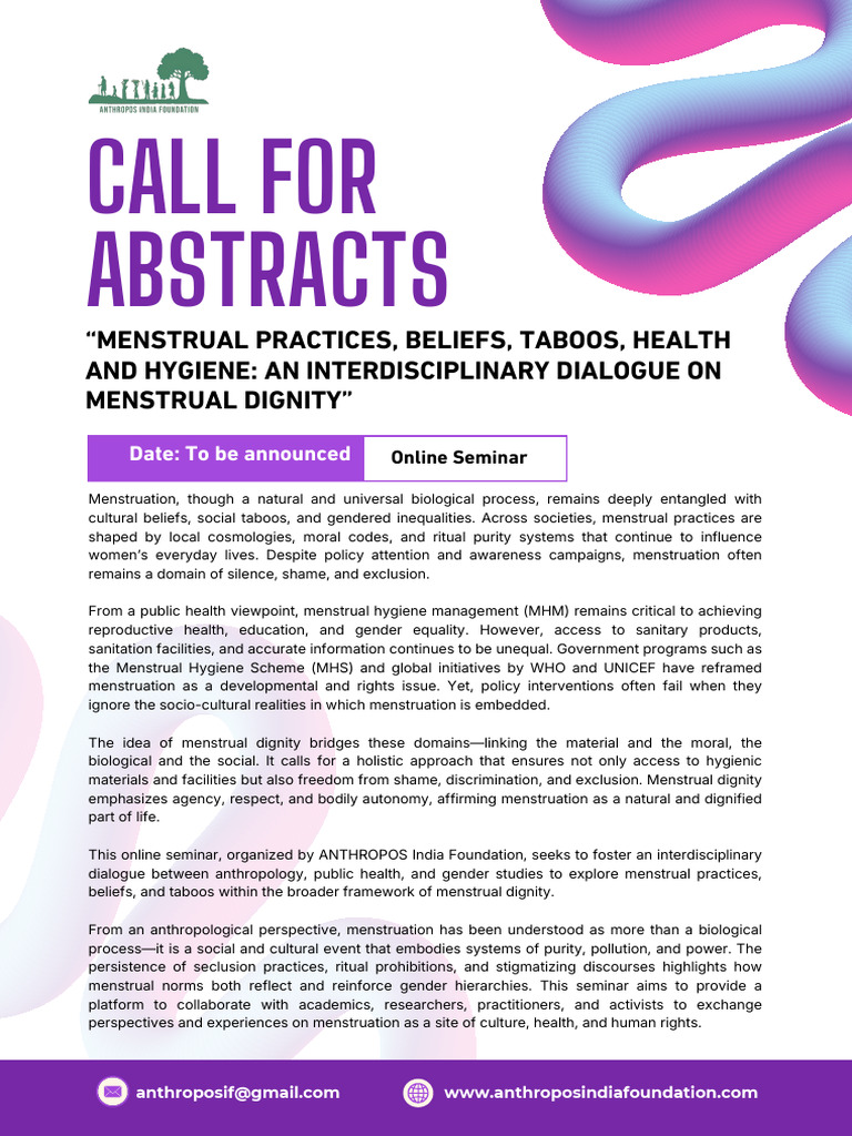 Call For Abstracts - 20260101 - 201636 - 0000 | PDF | Menstruation