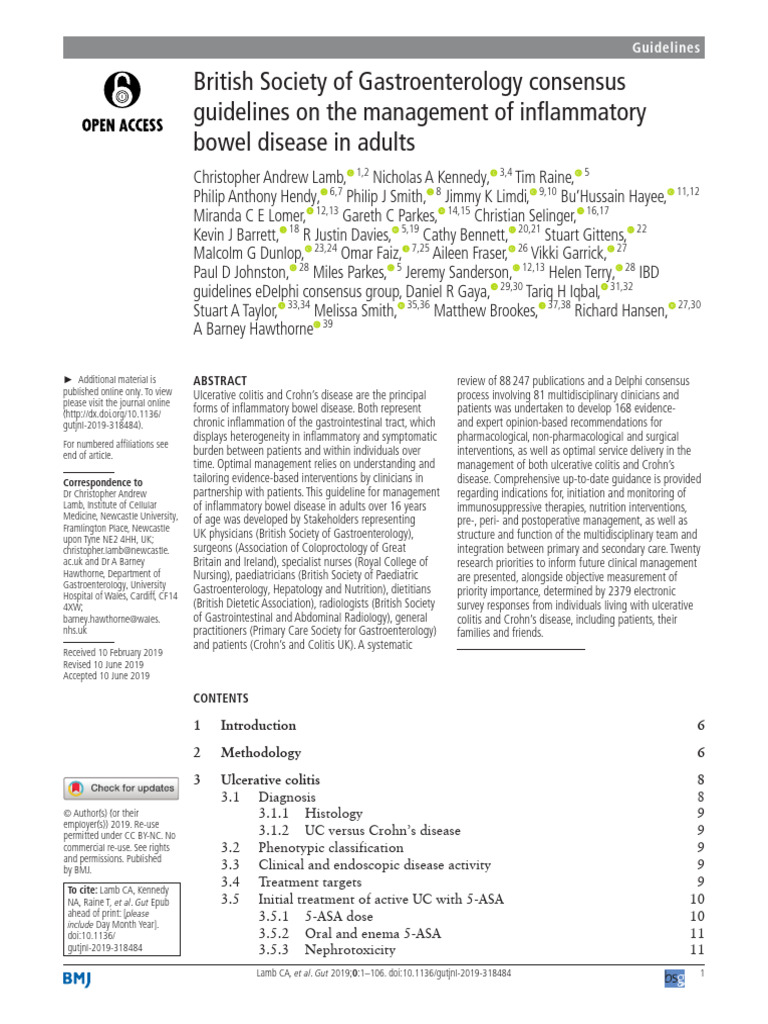 British Society Guidlines For Managing IBD | PDF | Inflammatory Bowel ...