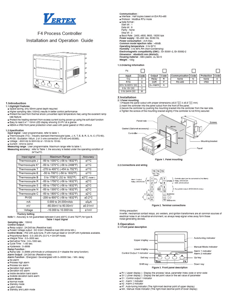 Vertax F4 | PDF | Thermocouple | Relay