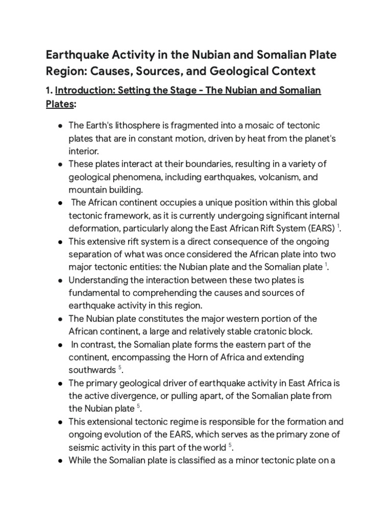 Nubian and Somalian Plate Earthquakes - Google Drive | PDF