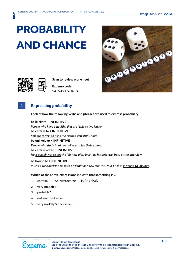 Probability and Chance British English Teacher Ver2 | PDF | Linguistics