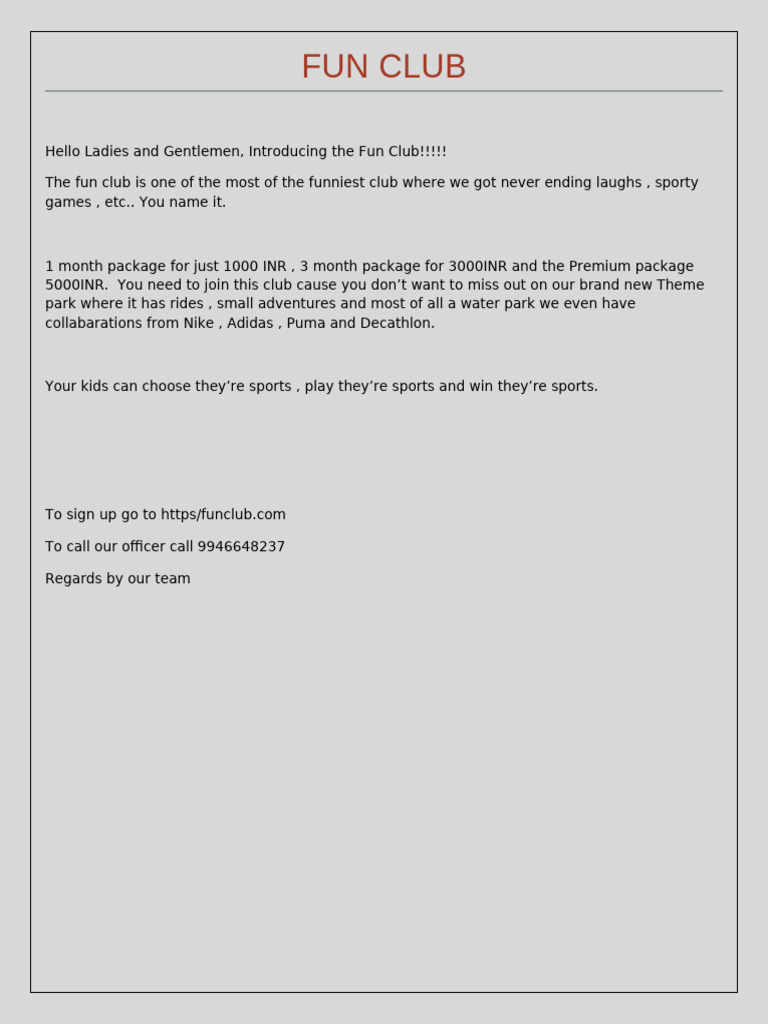 Fun Club | PDF