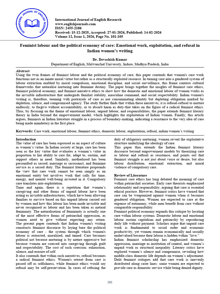 Feminist Labour & The Political Economy | PDF | Feminism | Gender Studies