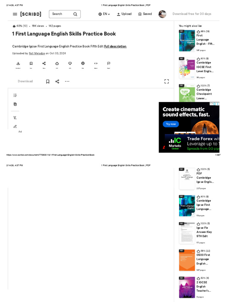 1 First Language English Skills Practice Book - PDF | PDF
