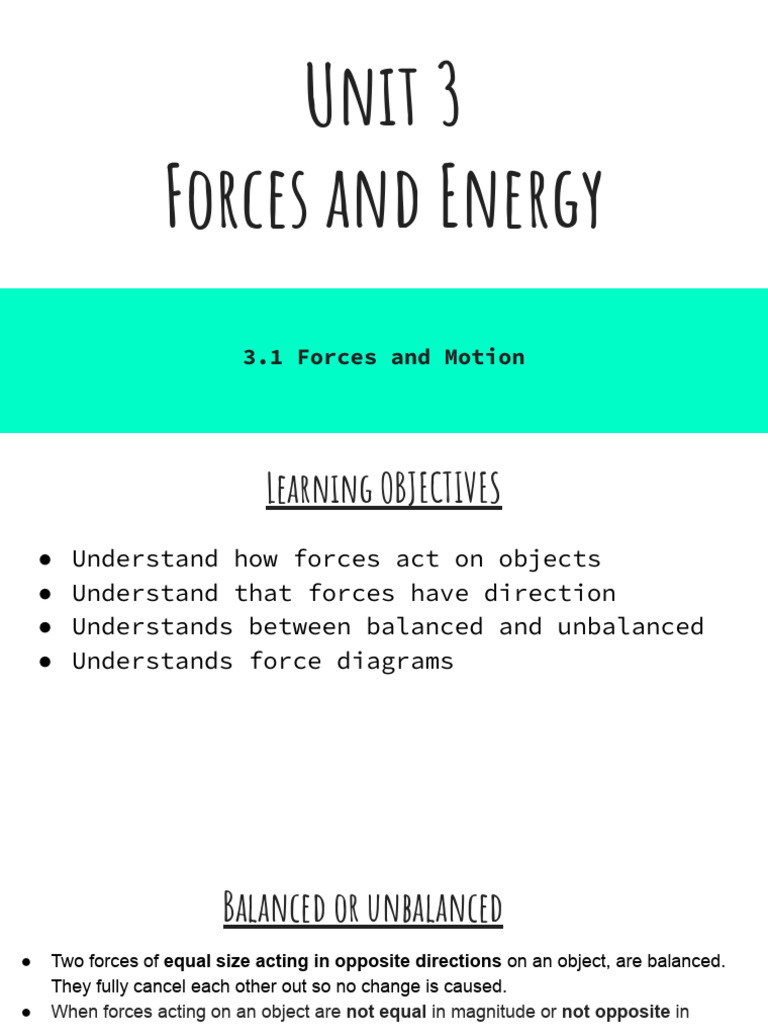 3.1 Forces and Motion & 3.2 Speed | PDF | Force | Gases