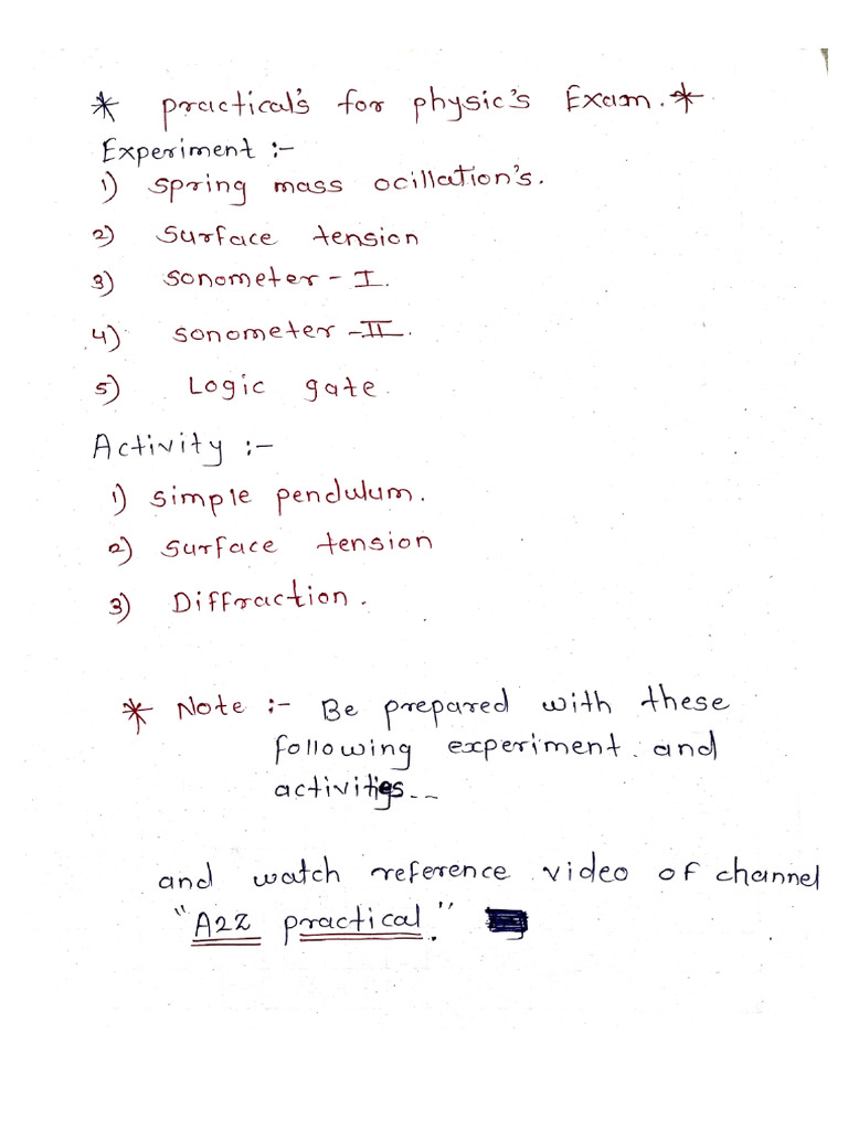 Final Practical Examination of Physics | PDF