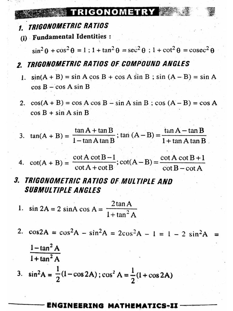 Engineering Mathematics 2 Formulas Vu Watermark | PDF