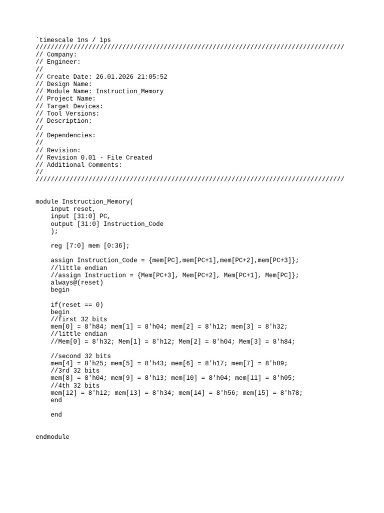 Instruction Memory | PDF