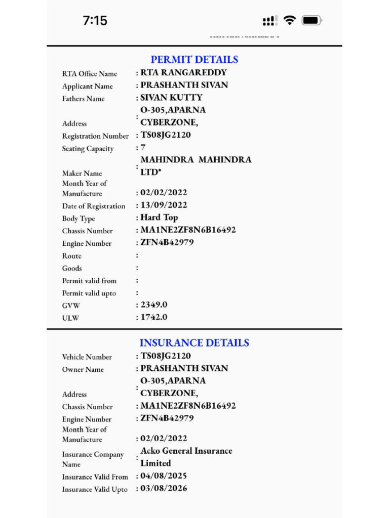 New RC With New Insurance | PDF