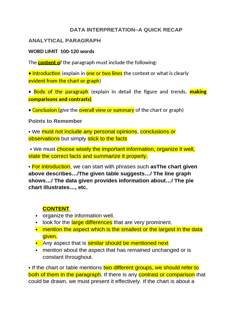 Data Interpretation (2) Recap | PDF | Chart