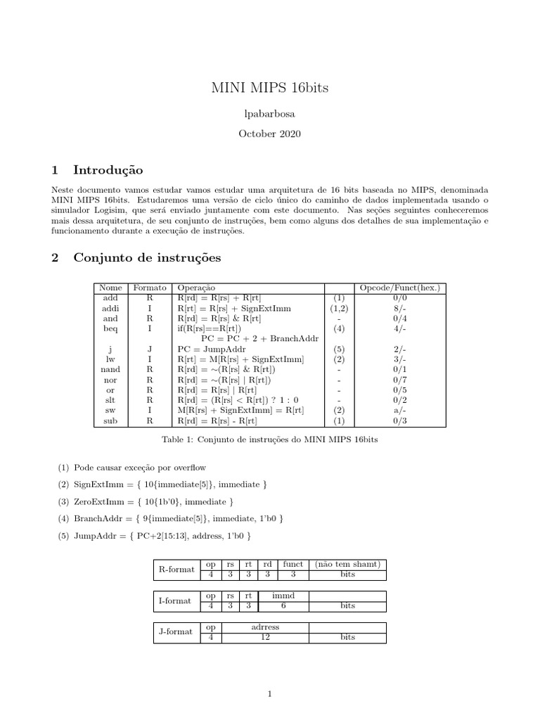 Mini Mips 16bits | PDF | Equipamento de escritório | Hardware de computador
