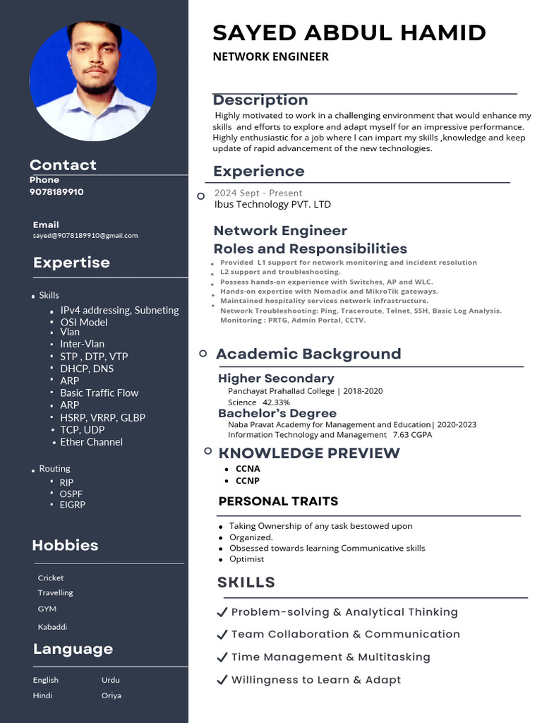 Sayed Abdul Hamid Experienced CV-1 | PDF | Networking Standards | Computing