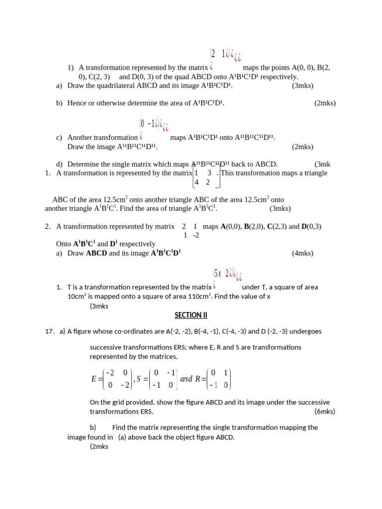 Matrices and Transformation | PDF | Matrix (Mathematics) | Area