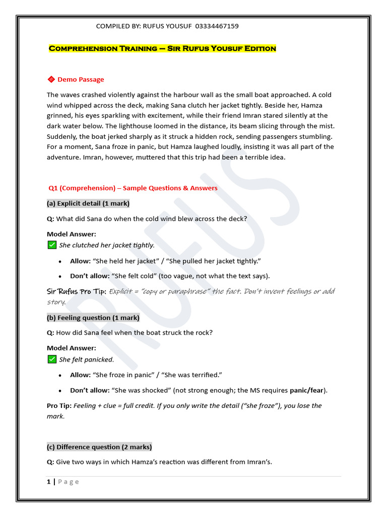 Comprehension Training | PDF | Linguistics