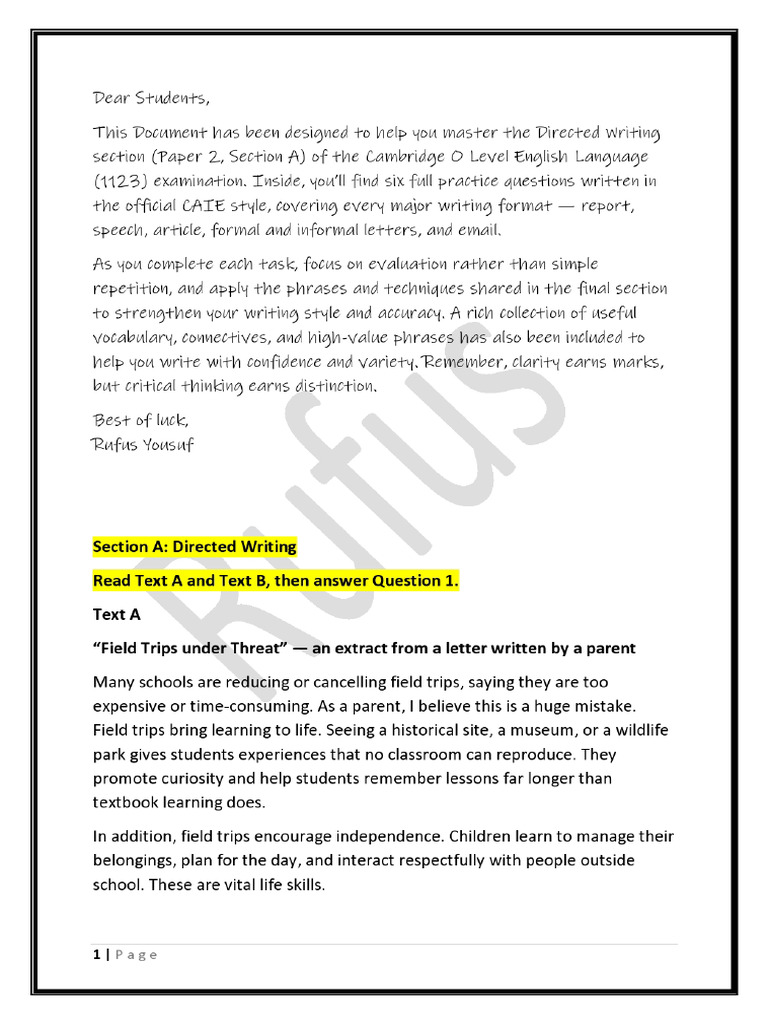 B4 Midterm Directed Writing Questions | PDF