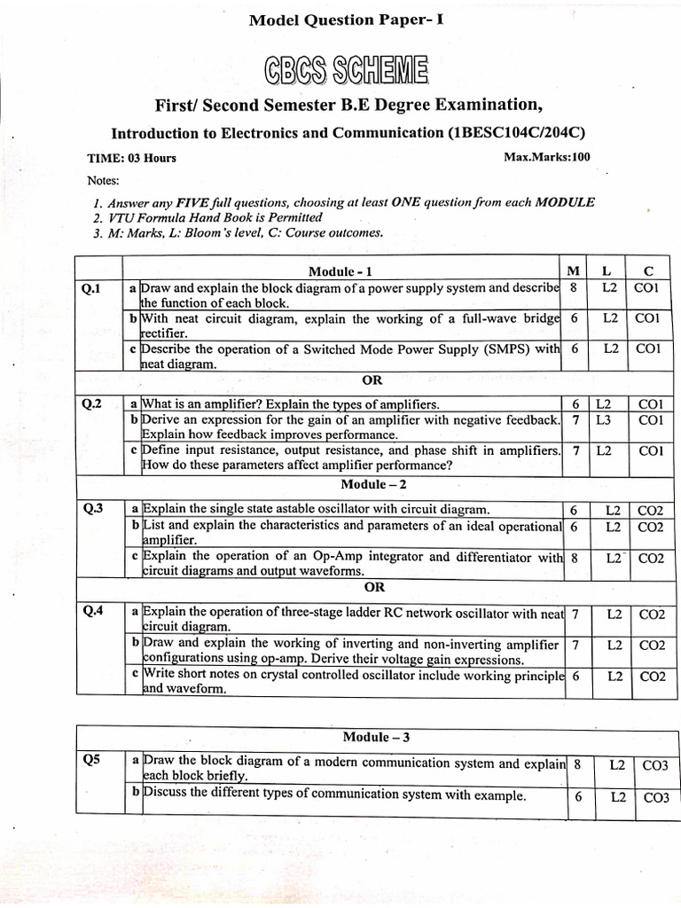 Itroduction To ECE Model QP | PDF