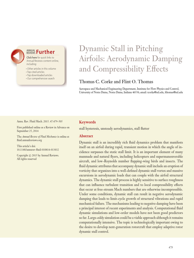 CORKE 2015 - Dynamic Stall in Pitching Airfoils _ Aerodynamic Damping ...
