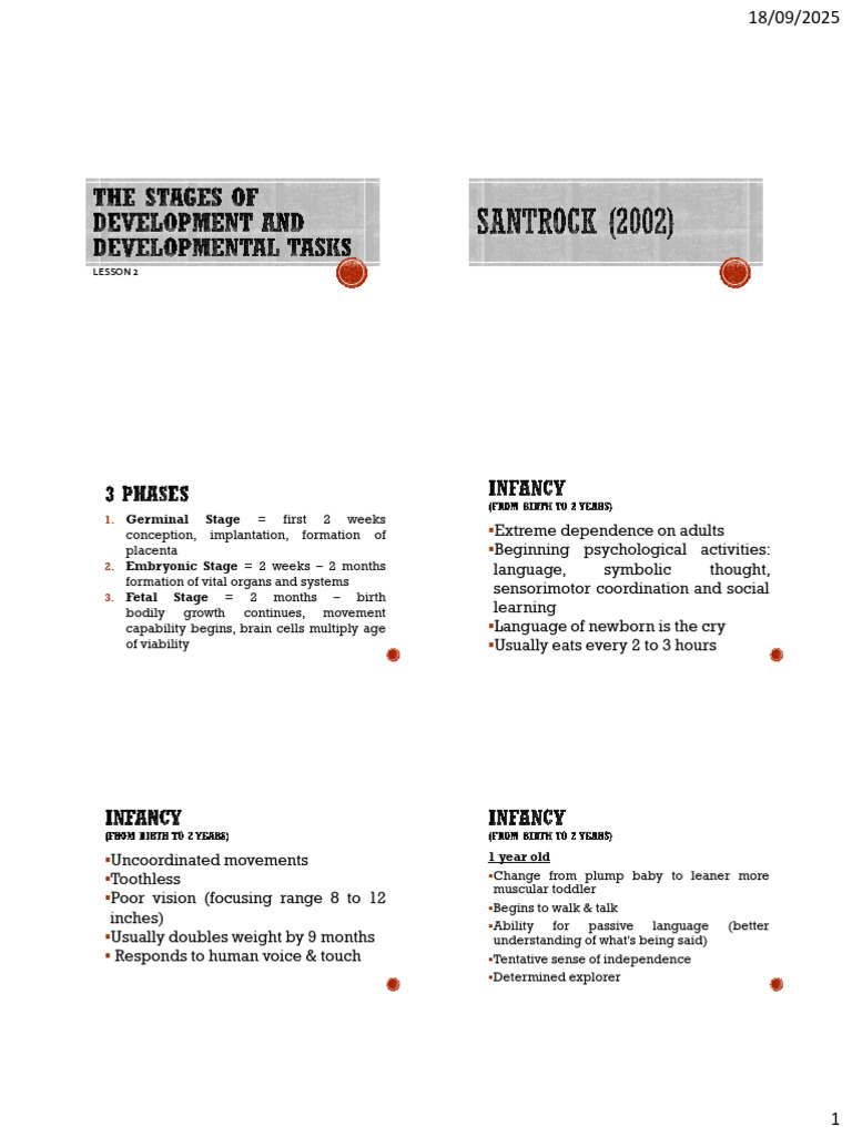 l3 The Stages of Development and Developmental Tasks | PDF ...