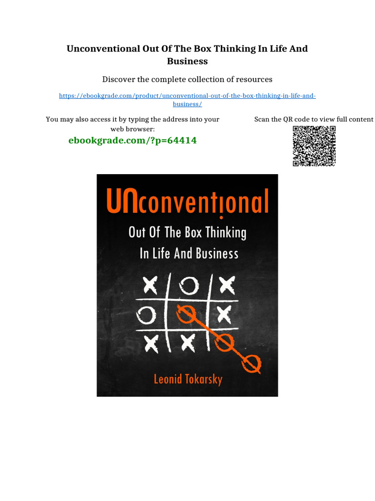 Unconventional Out of the Box Thinking in Life and Business online ...