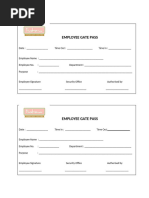 Employee Gate Pass Format Template | PDF