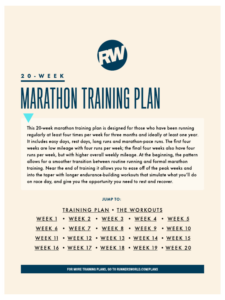RW 20 Week Marathon Training Plan 68d2fc7449492 | PDF | Running | Marathon