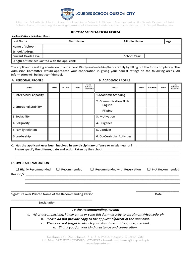 Recommendation Form Updated | PDF