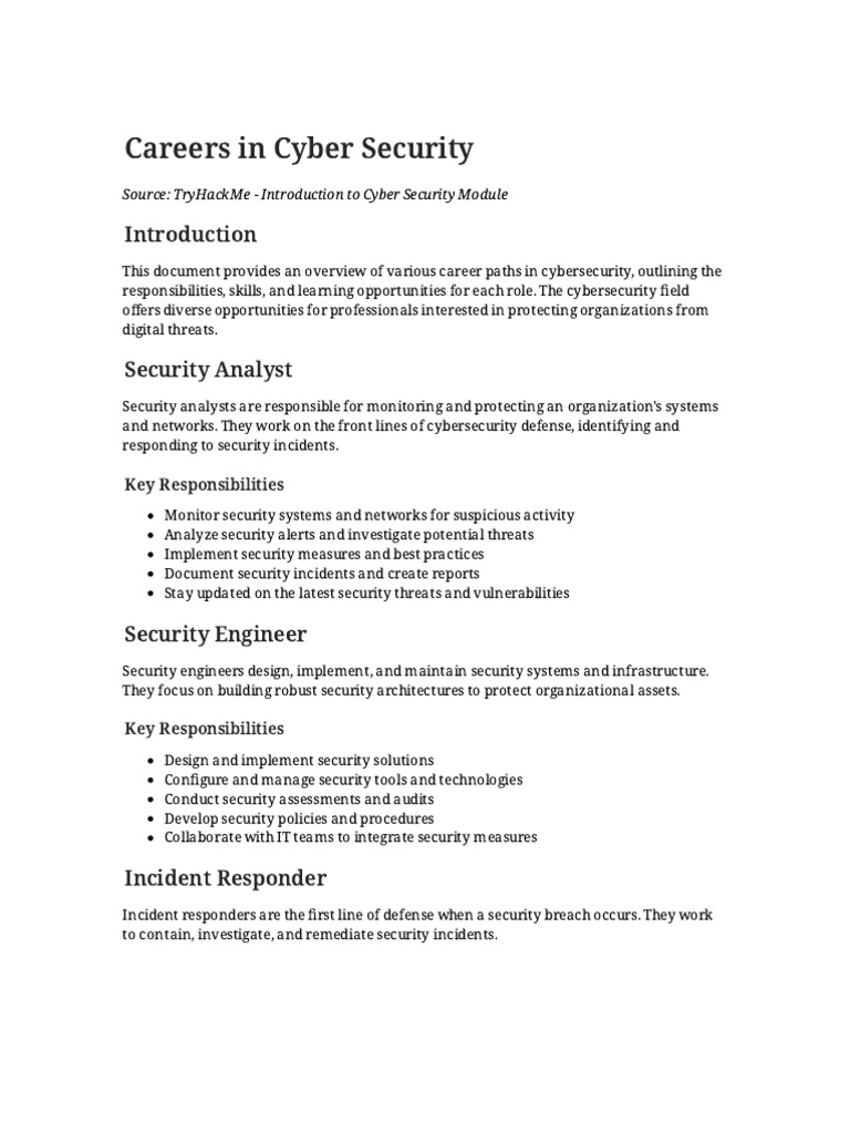 Careers in Cybersecurity | PDF | Security | Computer Security