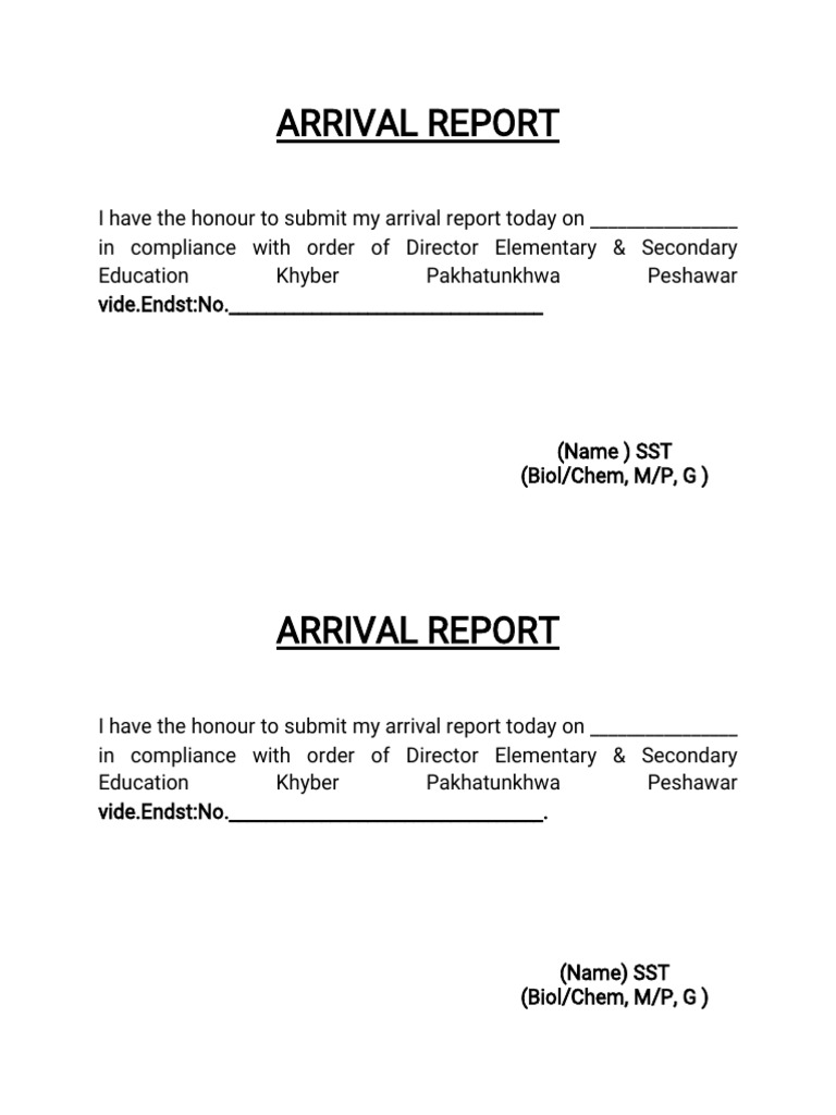 Arrival Report Format | PDF
