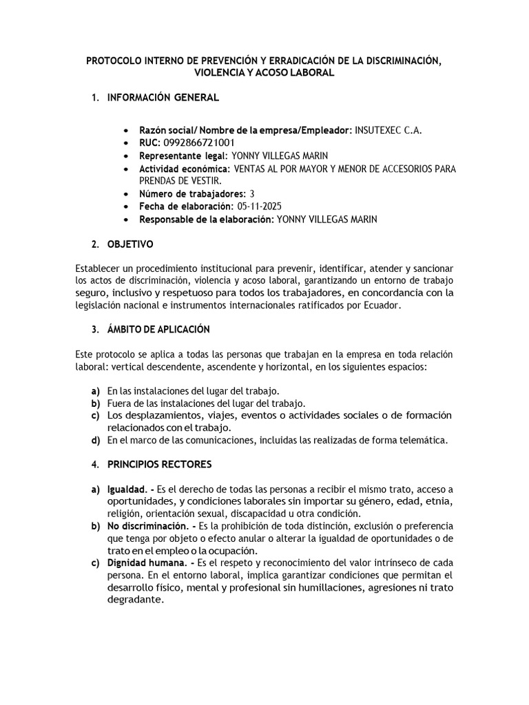 Protocolo Interno de Prevencion y Erradicacion de La Discriminacion ...
