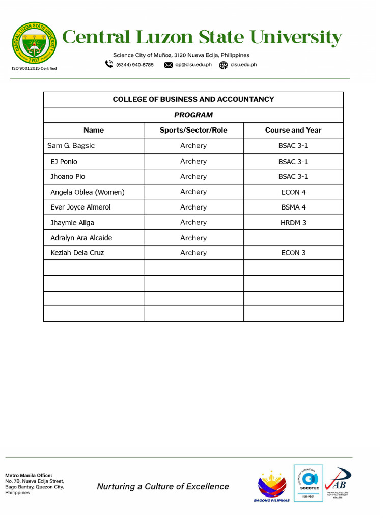 Letters - Intrams 2025 College of Business and Accountancy | PDF ...