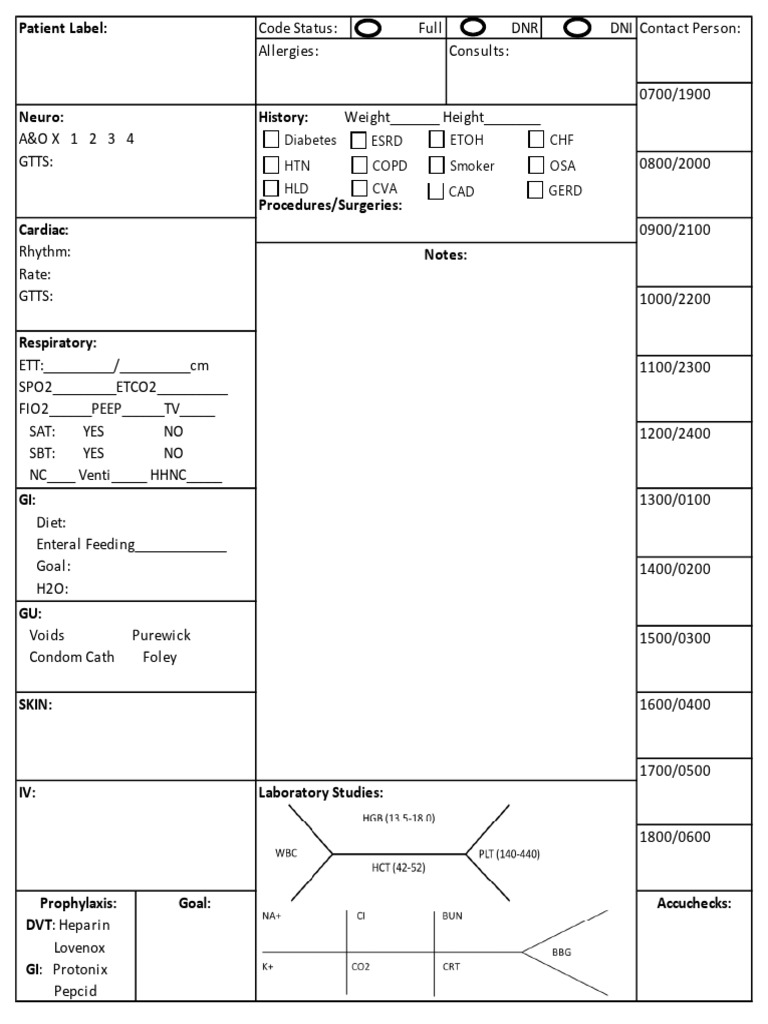 Icu Report Sheet | PDF