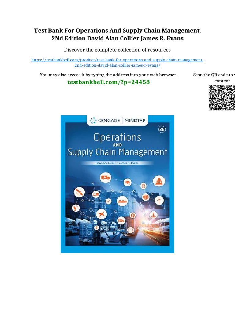 Test Bank for Operations and Supply Chain Management, 2nd Edition David ...