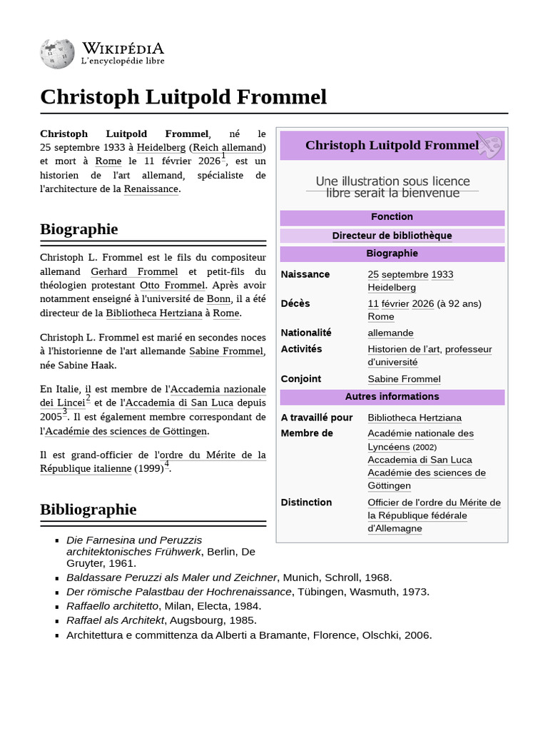 Christoph Luitpold Frommel | PDF | Allemagne | Politique mondiale