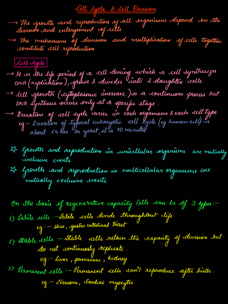 Cell Cycle & Cell Division Notes | PDF